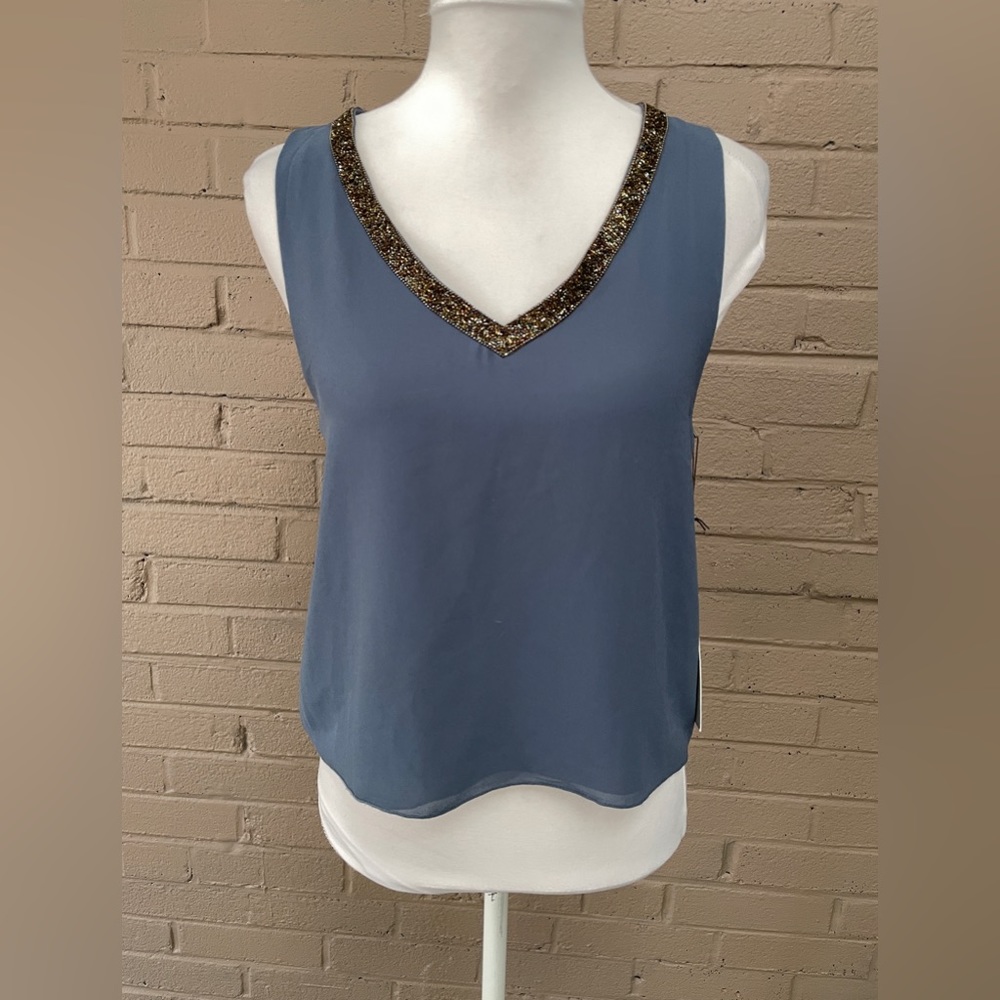 Anthropologie NWT Bishop +Young beaded neckline Top XS